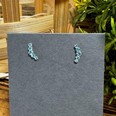 Sterling Silver Crystal Curve Earrings