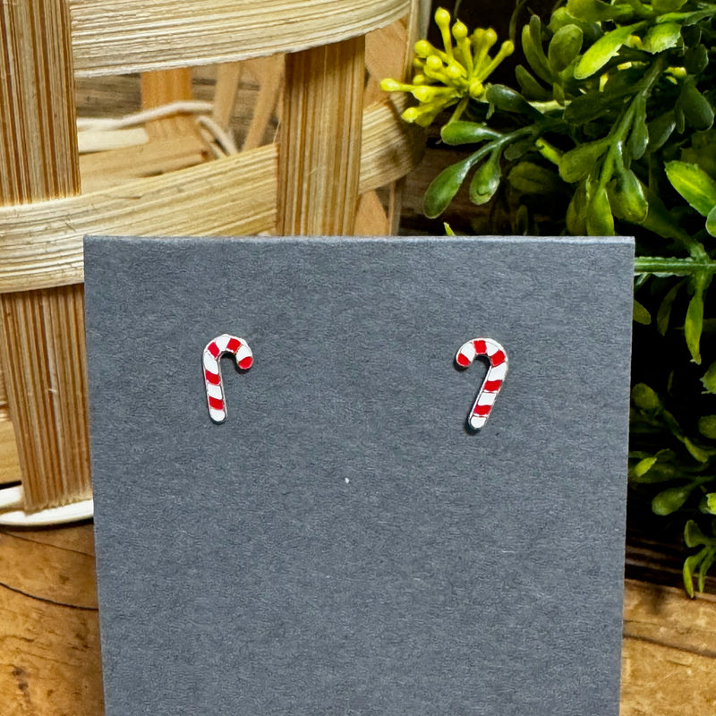 Sterling Silver Candy Cane Earrings