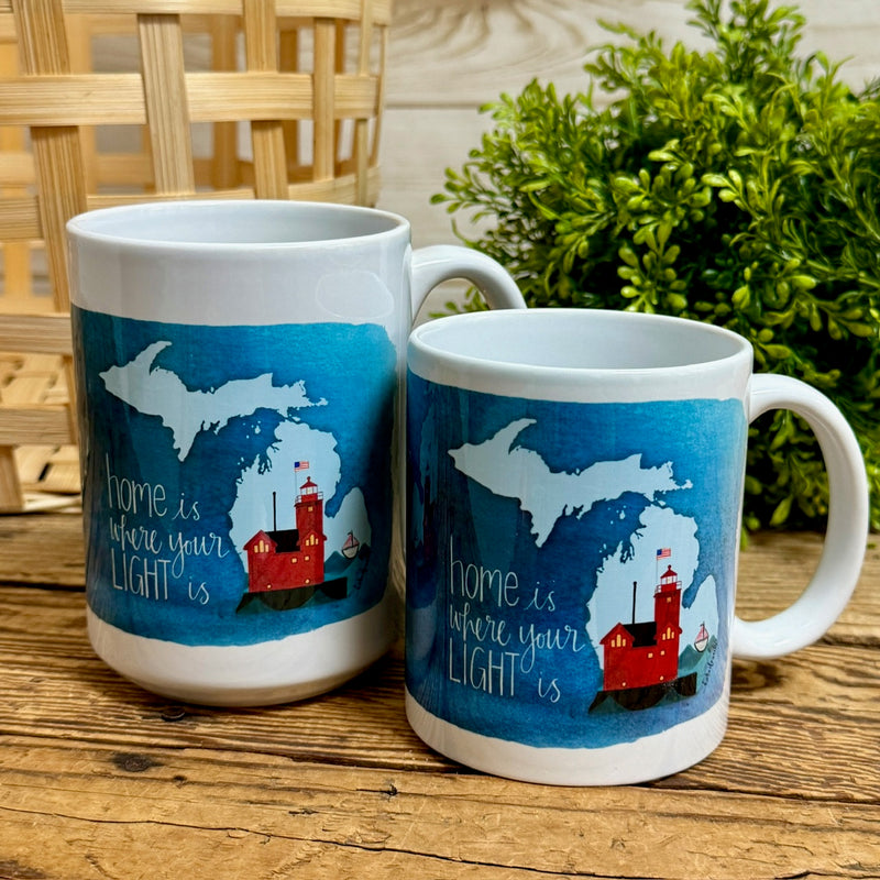 Home is Where Your Light Is Big Red Lighthouse Michigan Mugs