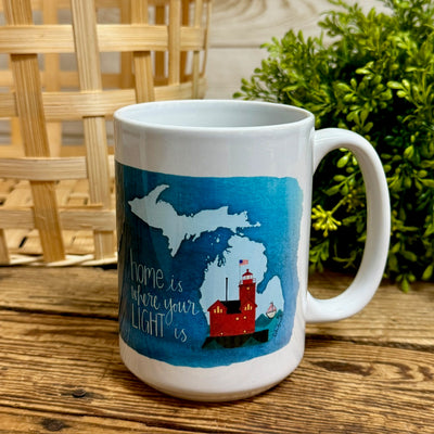 Home is Where Your Light Is Big Red Lighthouse Michigan Mugs