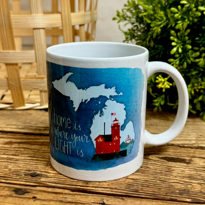 Home is Where Your Light Is Big Red Lighthouse Michigan Mugs