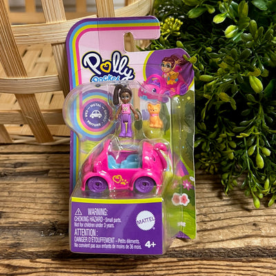 Polly Pocket Micro Doll with Die-cast Vehicle Set