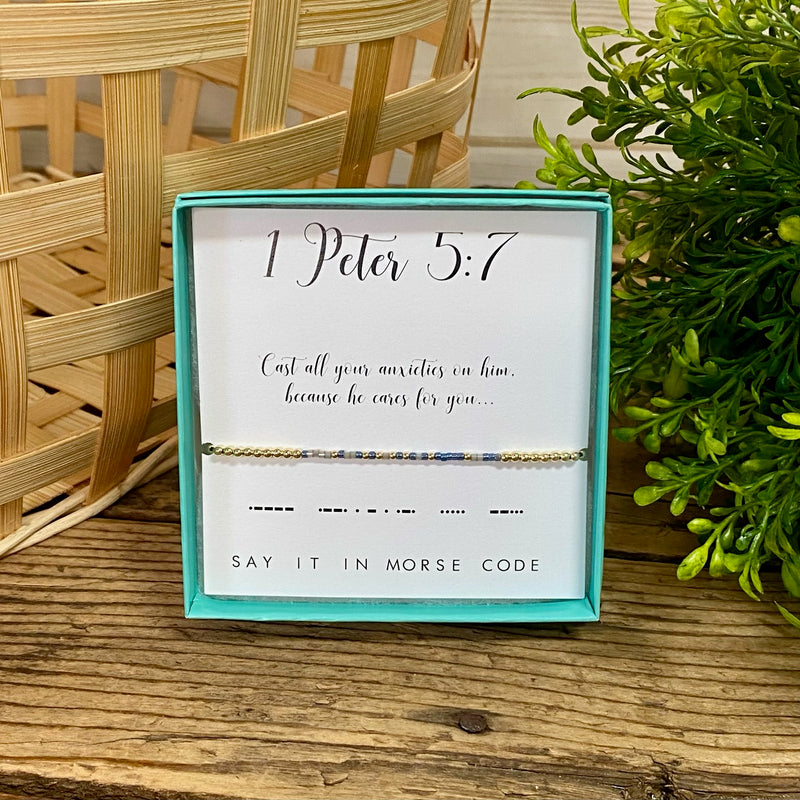 1 Peter 5:7 Morse Code Bracelet