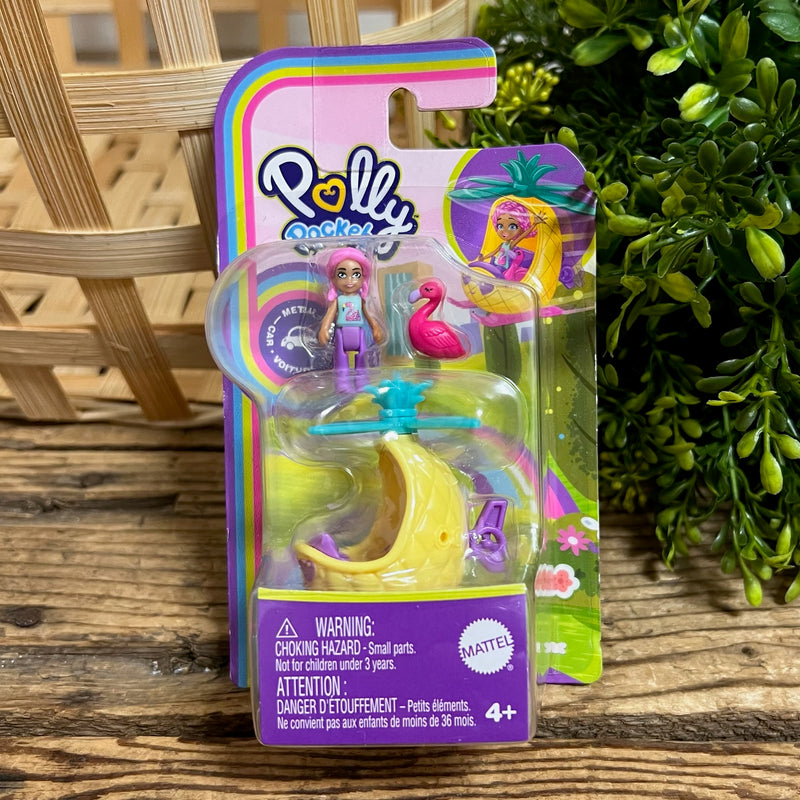 Polly Pocket Micro Doll with Die-cast Vehicle Set