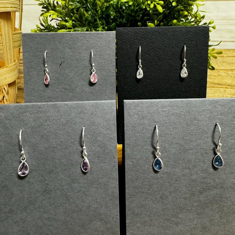 Sterling Silver Crystal Teardrop Earrings