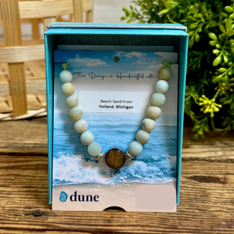 Beaded Amazonite & Holland Beach Sand Adjustable Bracelet