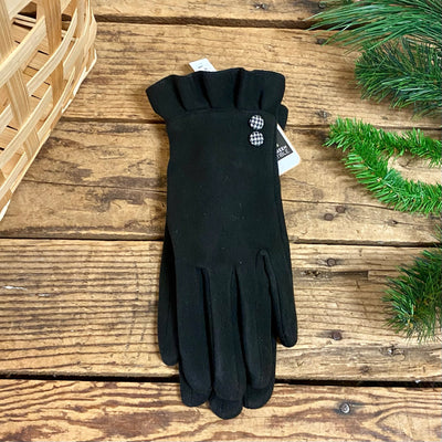 Houndstooth Button Gloves