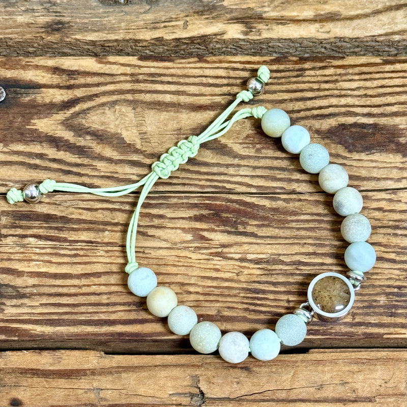 Beaded Amazonite & Holland Beach Sand Adjustable Bracelet