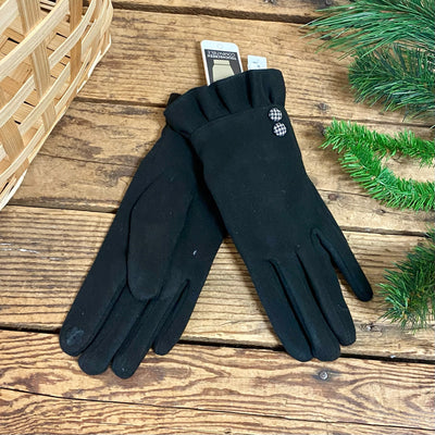 Houndstooth Button Gloves