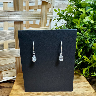 Sterling Silver Crystal Teardrop Earrings