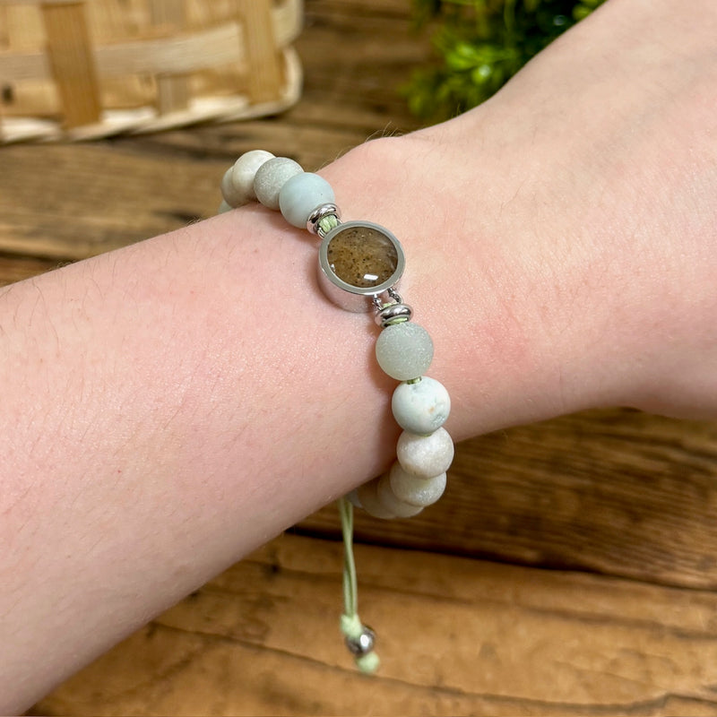 Beaded Amazonite & Holland Beach Sand Adjustable Bracelet