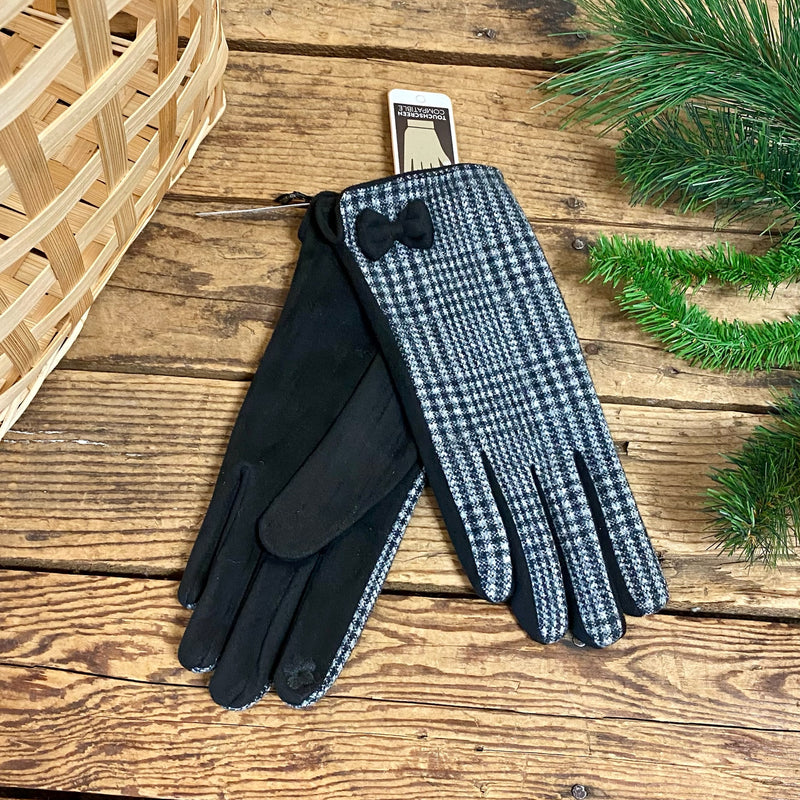 Houndstooth Bow Gloves