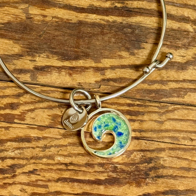 Sea Glass Beach Wave Bangle Bracelet