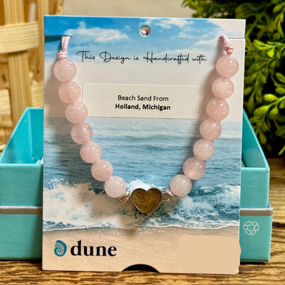 Beaded Rose Quartz & Holland Beach Sand Bracelets