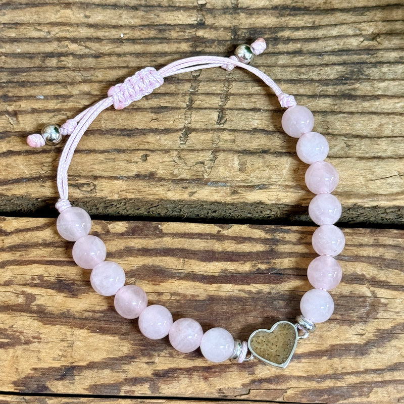 Beaded Rose Quartz & Holland Beach Sand Bracelets