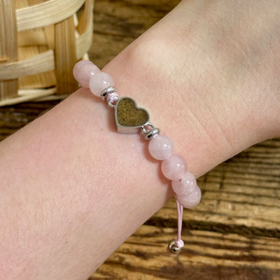 Beaded Rose Quartz & Holland Beach Sand Bracelets