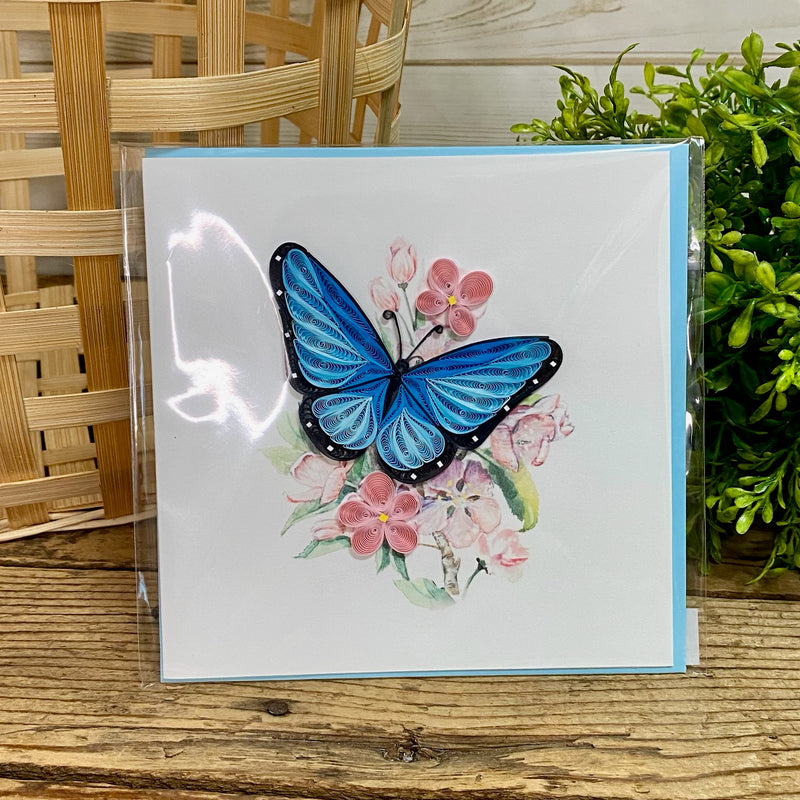 Butterfly & Pink Flower Quilling Card