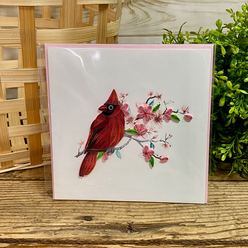 Cardinal & Cherry Blossoms Quilling Card