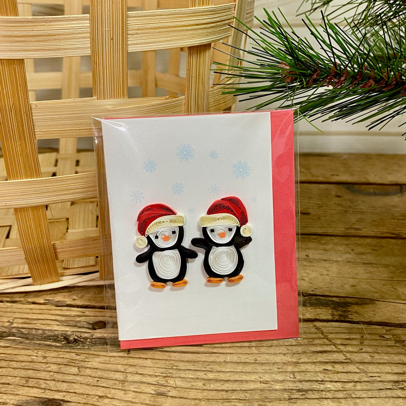 Penguins Enclosure Quilling Card