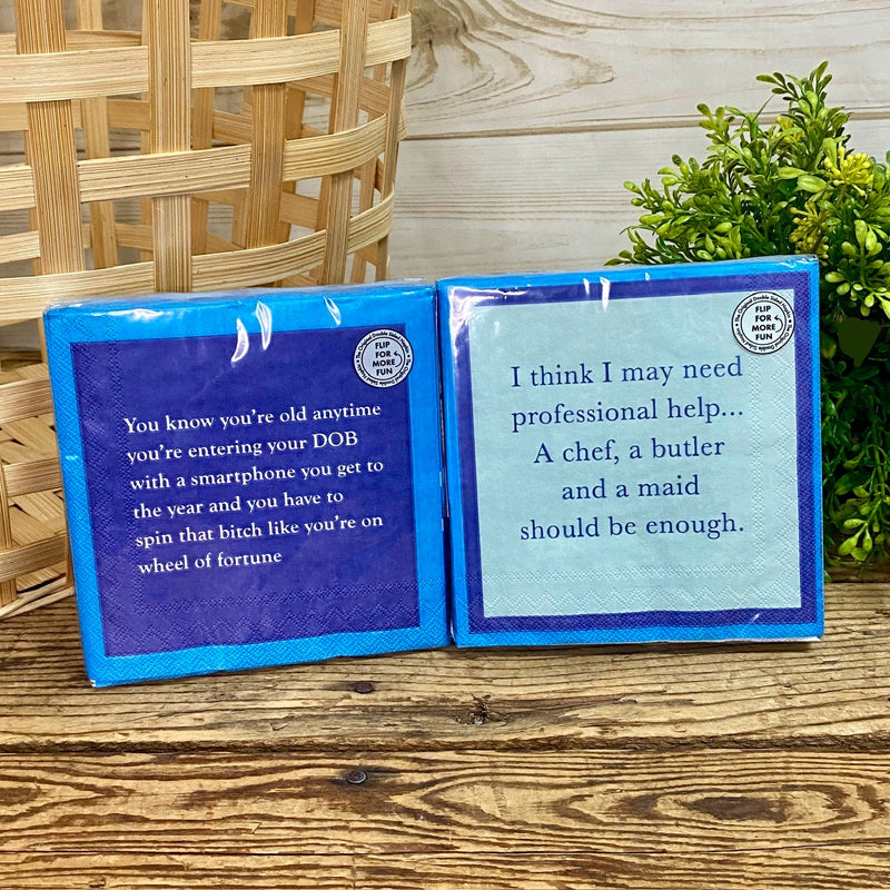 Drinks on me Double The Fun Cocktail Napkins With Funny Sayings