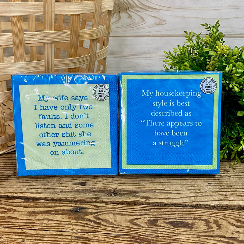 Drinks on me Double The Fun Cocktail Napkins With Funny Sayings