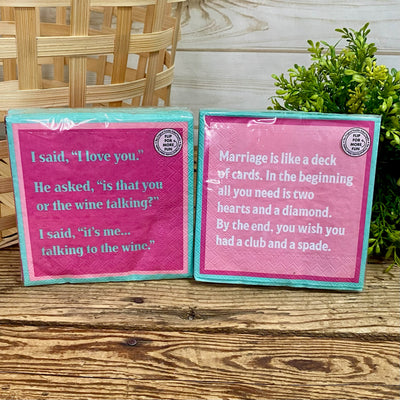 Drinks on me Double The Fun Cocktail Napkins With Funny Sayings