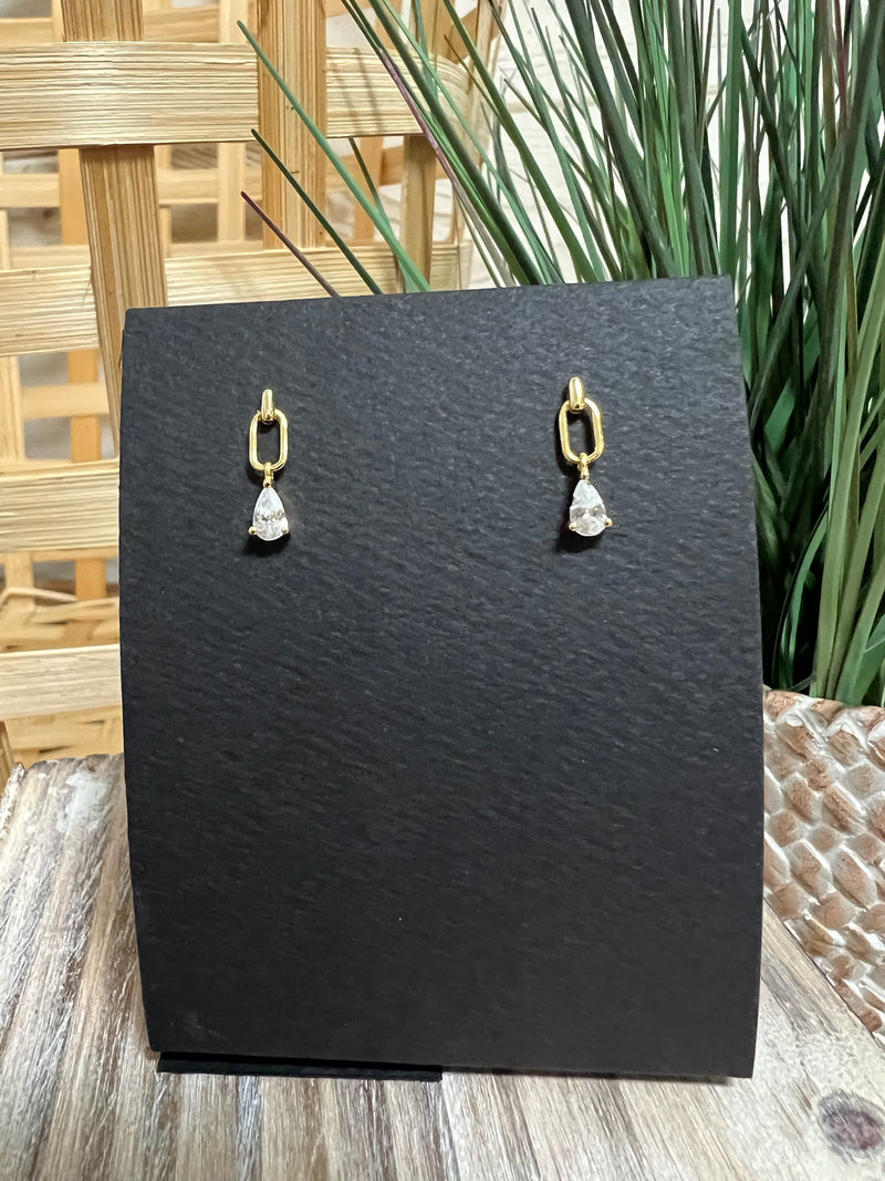 Gold Plated Waterdrop with CZ Earrings