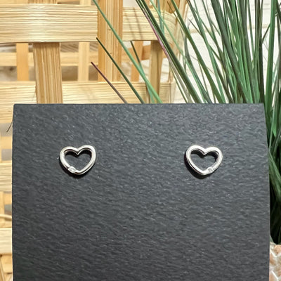 Dainty Heart with CZ Sterling Silver Earrings