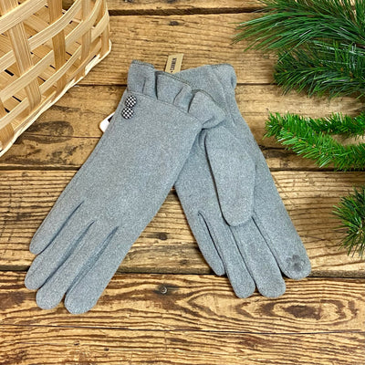 Houndstooth Button Gloves