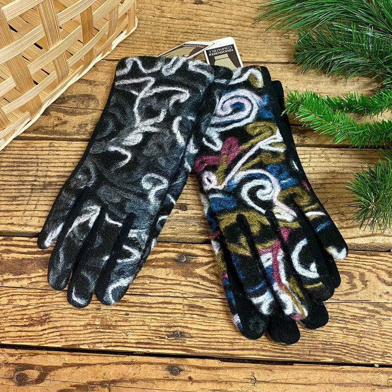 Felted Swirl Gloves