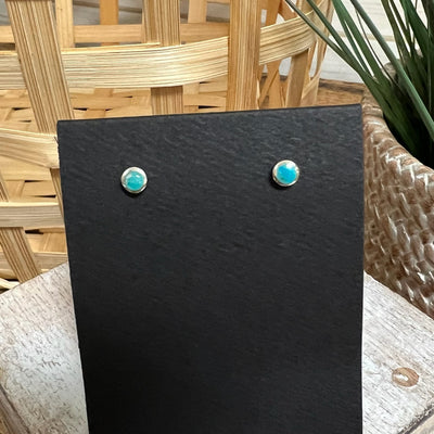 Round Turquoise Sterling Silver Earrings