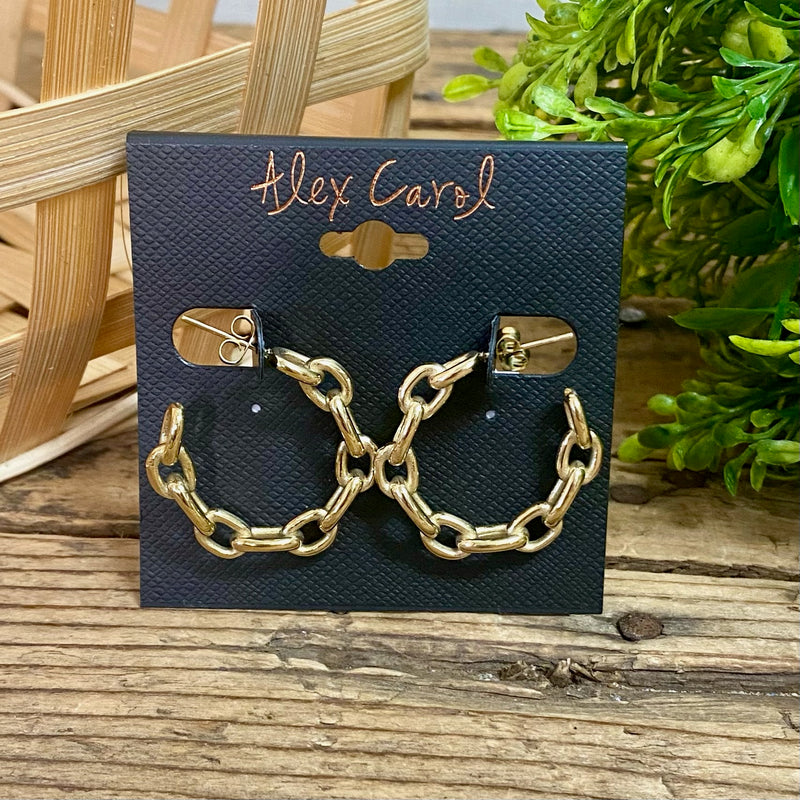 Gold Chain Hoop Earrings