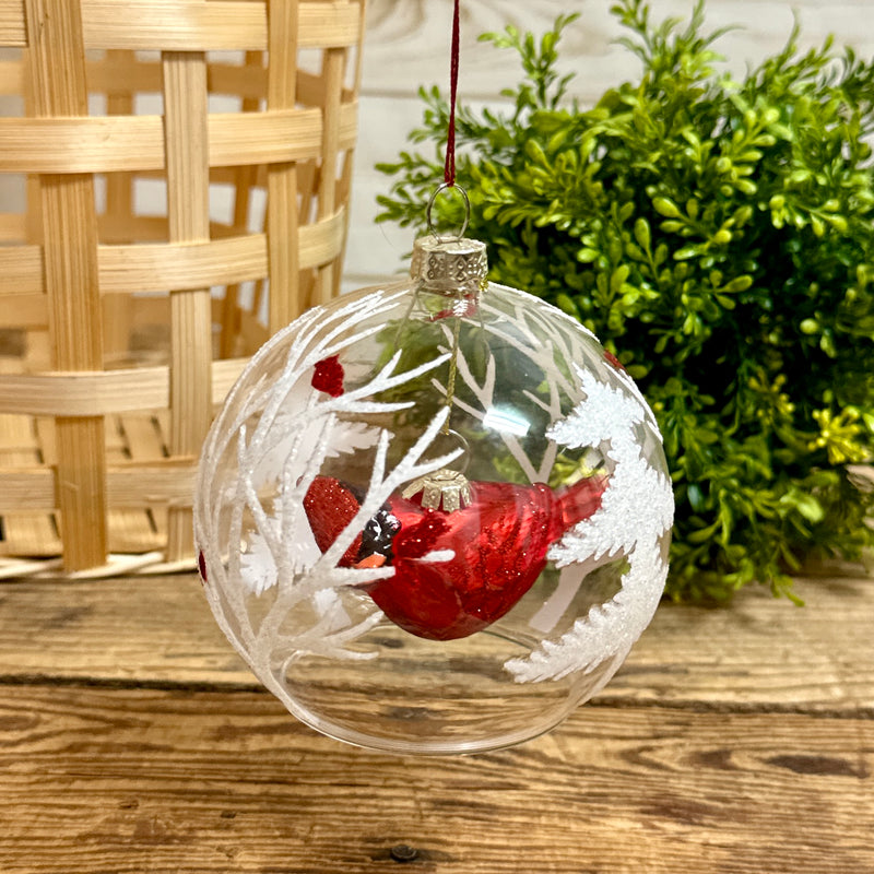 Glass Enclosed Cardinal Ornament