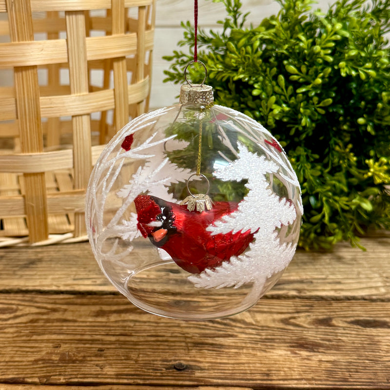 Glass Enclosed Cardinal Ornament