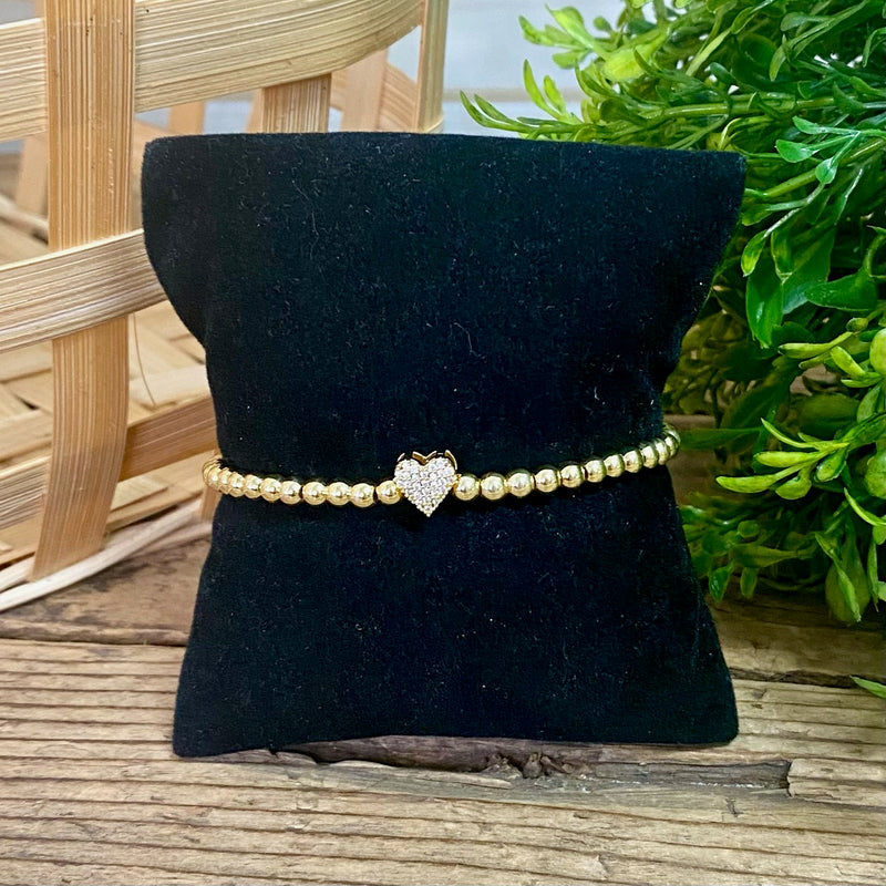Gold Pave Heart Bracelet
