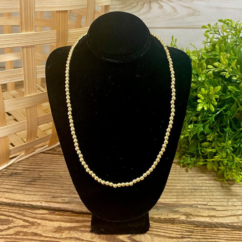 Gold Beaded 4mm Necklace
