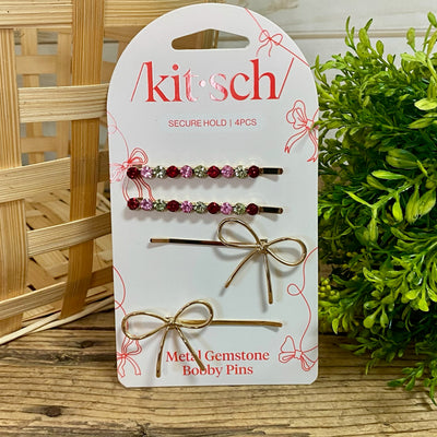Metal Enamel Cloud & Bow Bobby Pins by Kitsch
