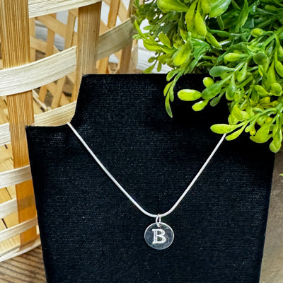 Sterling Silver Initial  Round Pendants - Apothecary Gift Shop