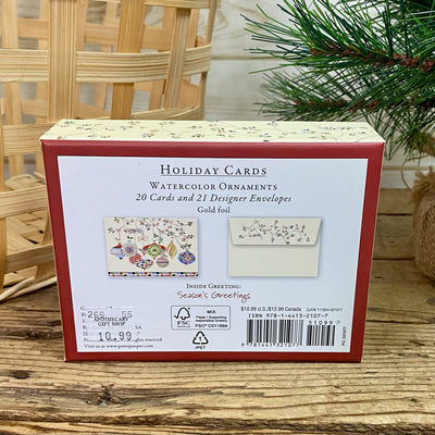 Watercolor Ornaments Boxed Christmas Cards