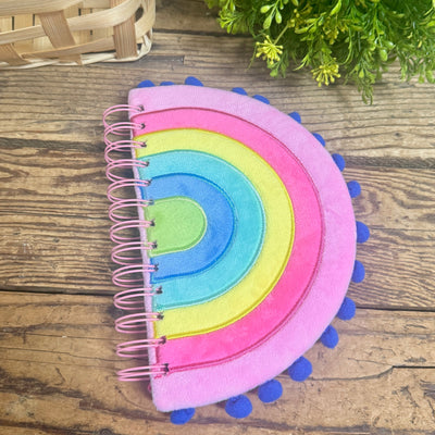 Rainbow Journal with Pom Poms