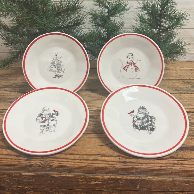 White & Red Christmas Appetizer Plates