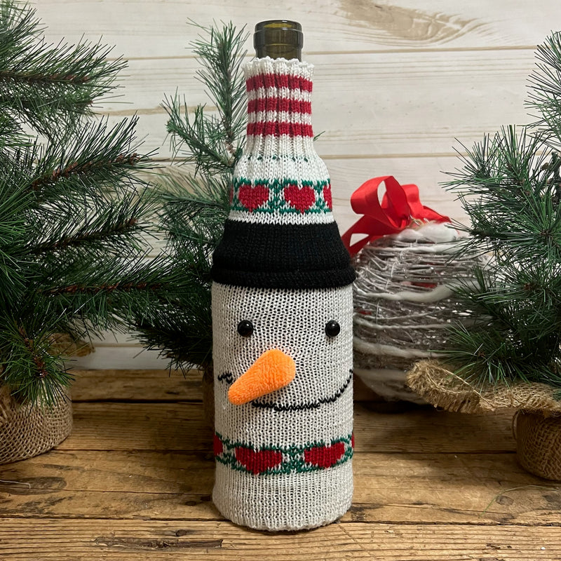 Knit Wine Bottle Christmas Bag