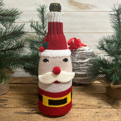 Knit Wine Bottle Christmas Bag