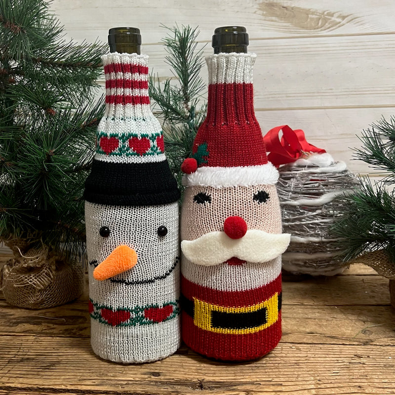 Knit Wine Bottle Christmas Bag