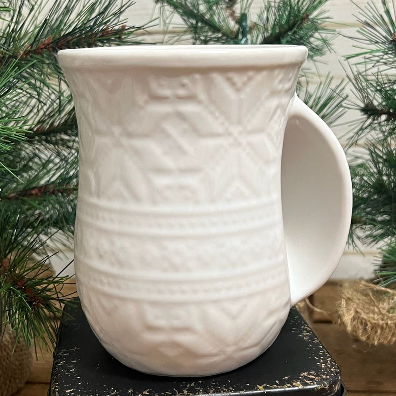 Hand Warmer Mug White Snowflake