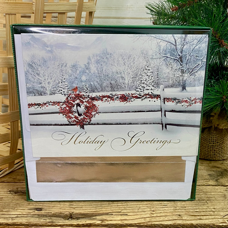 Trimmed Scarlet Boxed Christmas Cards