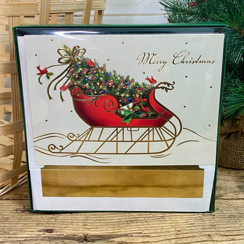 Red Sleigh Boxed Christmas Cards
