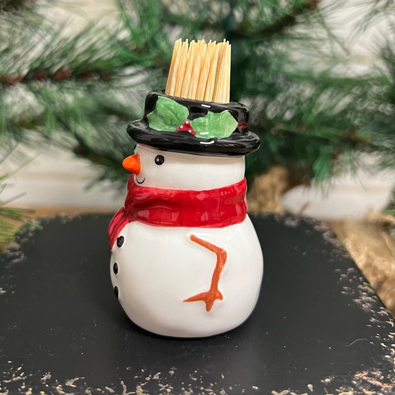 Snowman Toothpick Holder Set