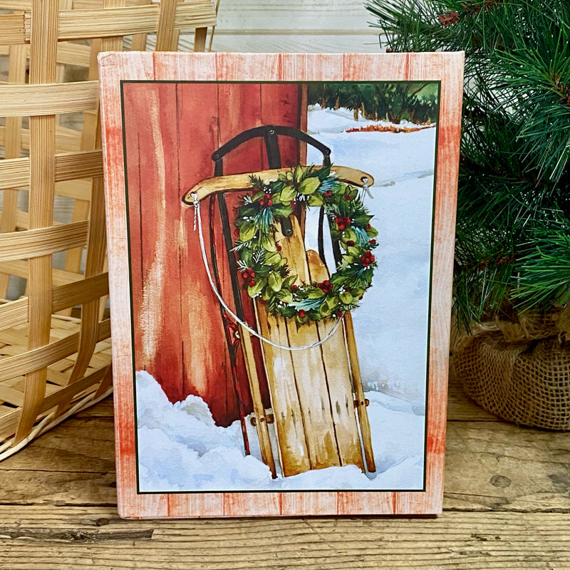 Sled & Wreath Boxed Christmas Cards