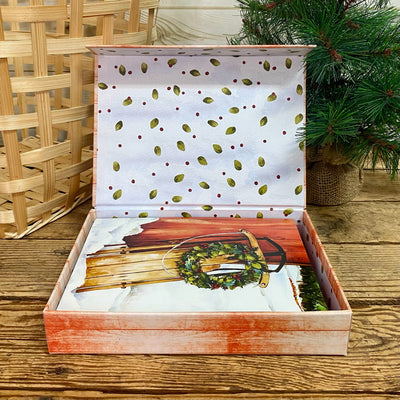 Sled & Wreath Boxed Christmas Cards